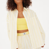 Chiara Boxer Shorts - Striped Butter/White - Apparel
