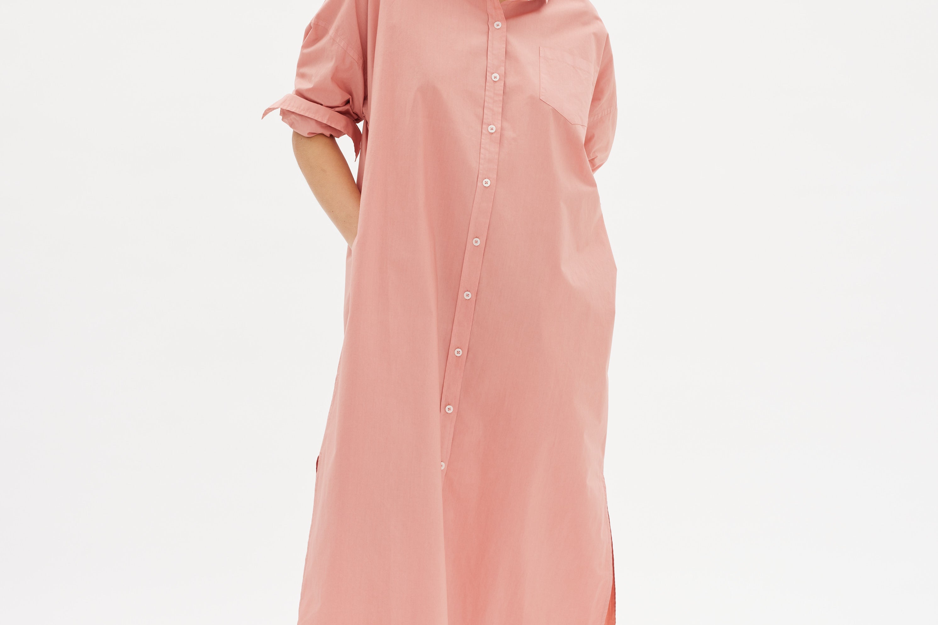 Chiara Shirt Dress Maxi - Himalayan Pink - Apparel