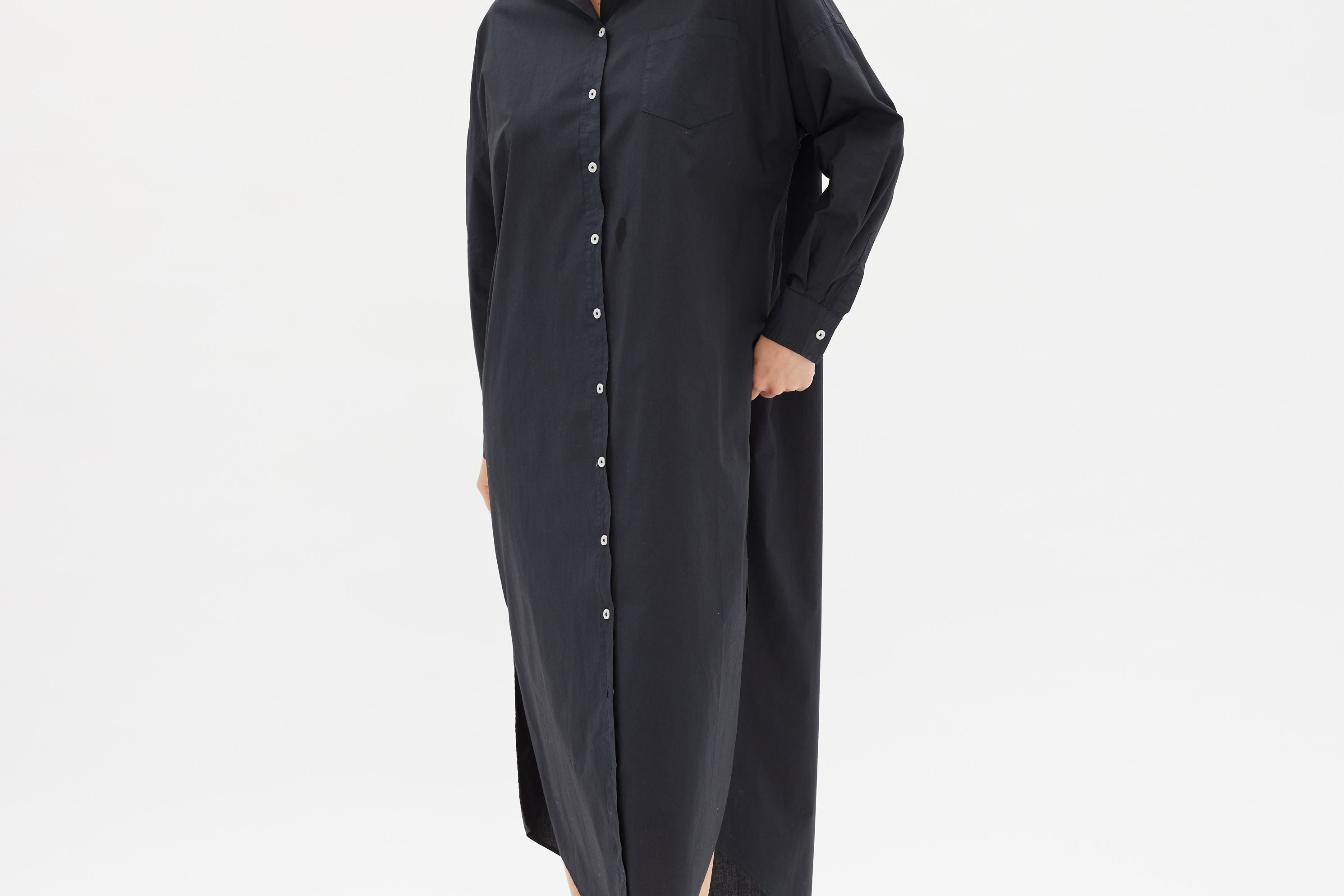 Chiara Shirt Dress Maxi - Black - Apparel