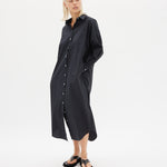 Chiara Shirt Dress Maxi - Black - Apparel