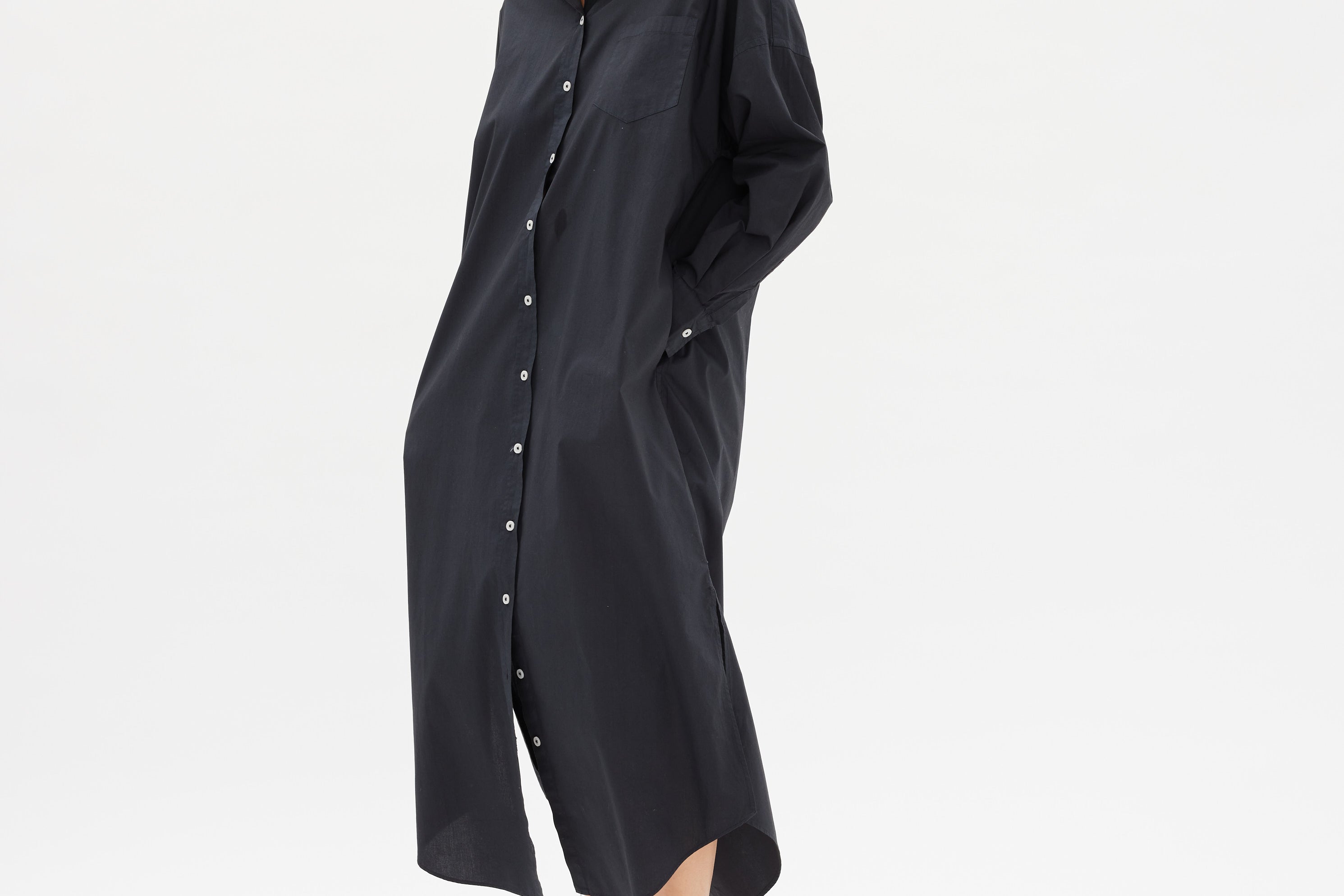 Chiara Shirt Dress Maxi - Black - Apparel