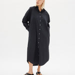 Chiara Shirt Dress Maxi - Black - Apparel