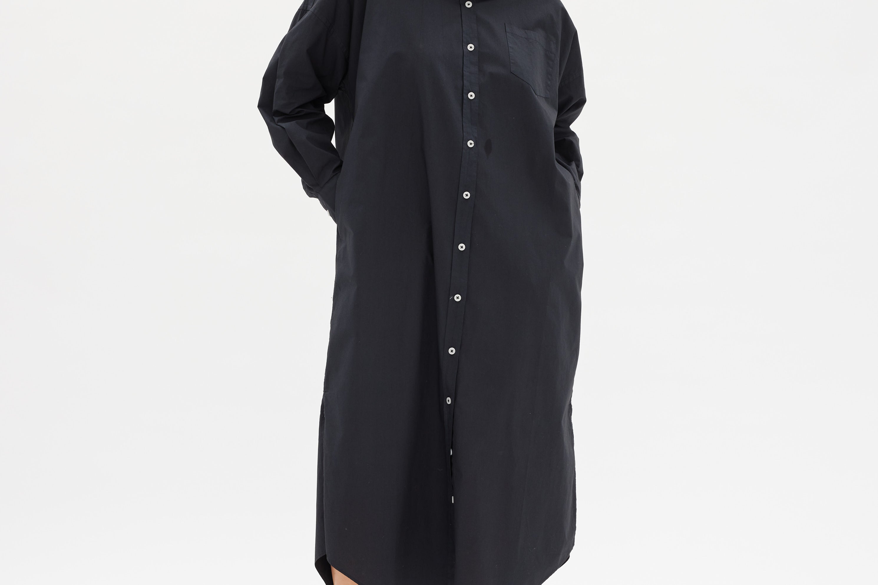 Chiara Shirt Dress Maxi - Black - Apparel