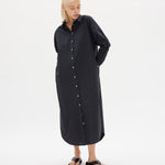 Chiara Shirt Dress Maxi - Black - Apparel