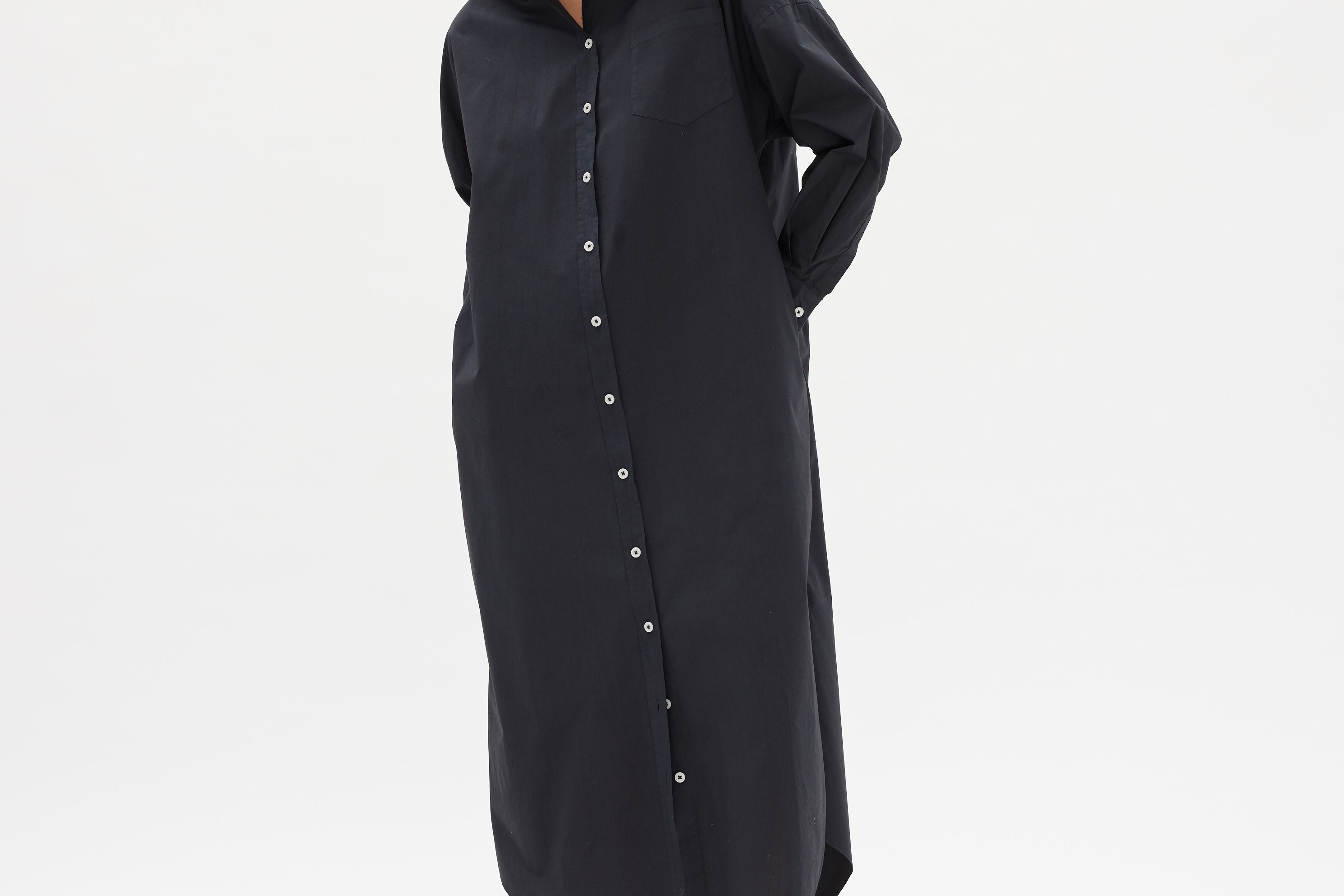 Chiara Shirt Dress Maxi - Black - Apparel