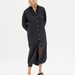 Chiara Shirt Dress Maxi - Black - Apparel