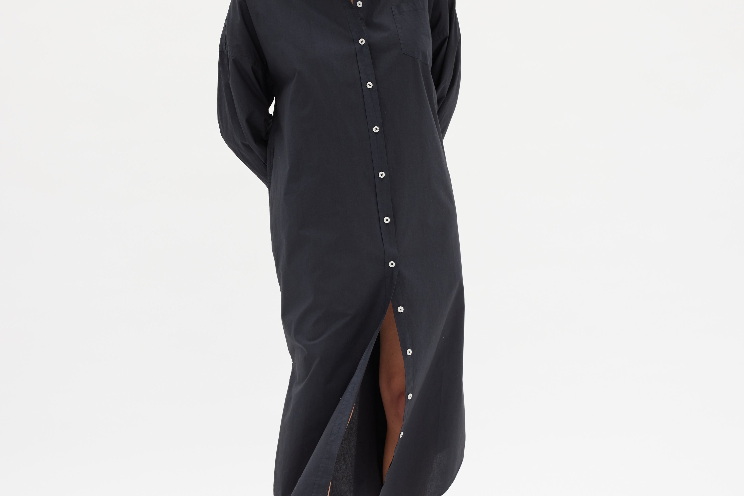 Chiara Shirt Dress Maxi - Black - Apparel