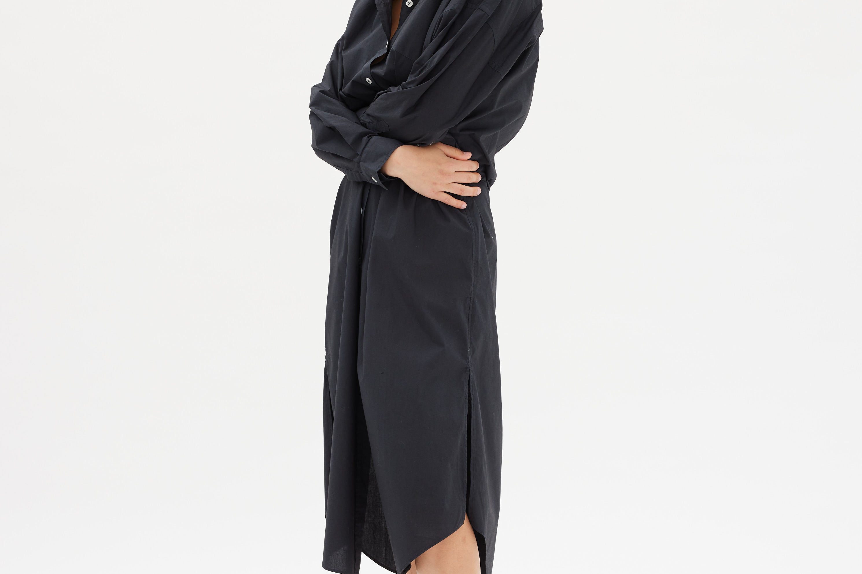 Chiara Shirt Dress Maxi - Black - Apparel