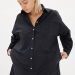 Chiara Shirt Dress Maxi - Black - Apparel