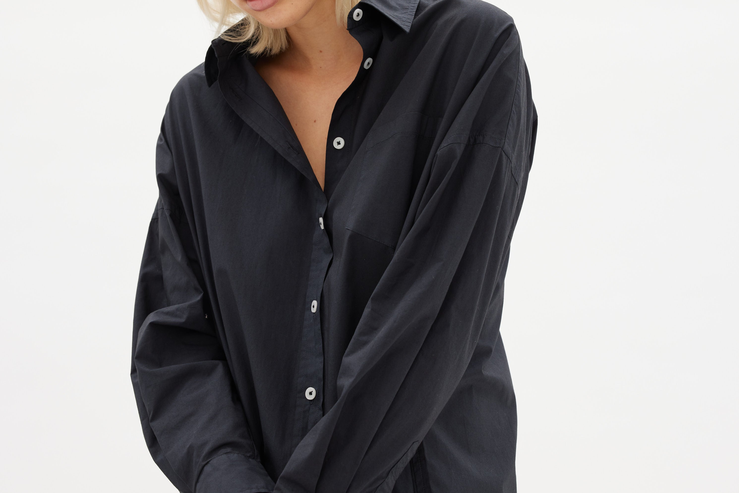 Chiara Shirt Dress Maxi - Black - Apparel