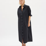 Chiara Shirt Dress Maxi - Black - Apparel