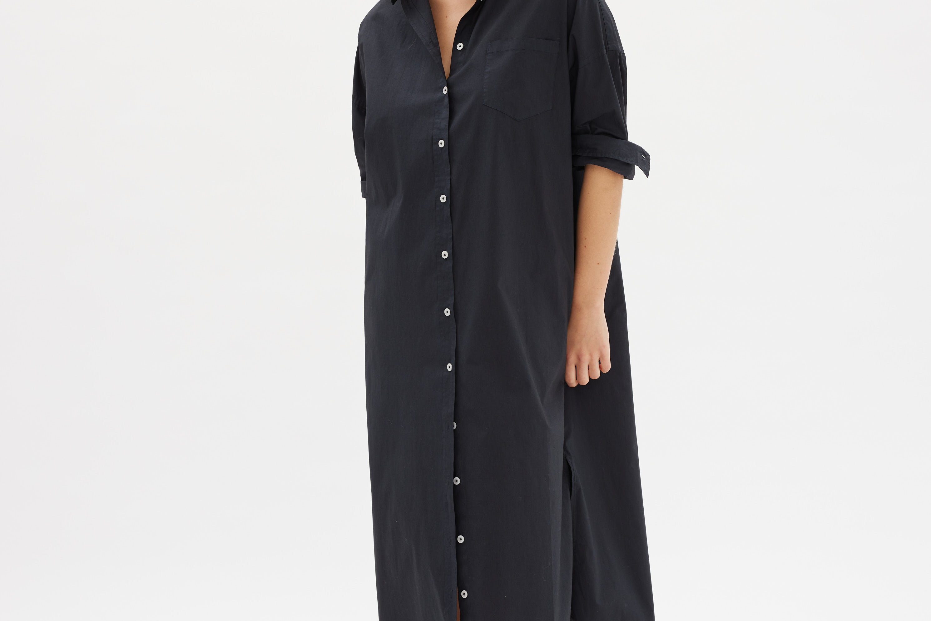 Chiara Shirt Dress Maxi - Black - Apparel