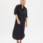 Chiara Shirt Dress Maxi - Black - Apparel