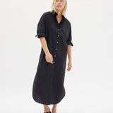Chiara Shirt Dress Maxi - Black - Apparel