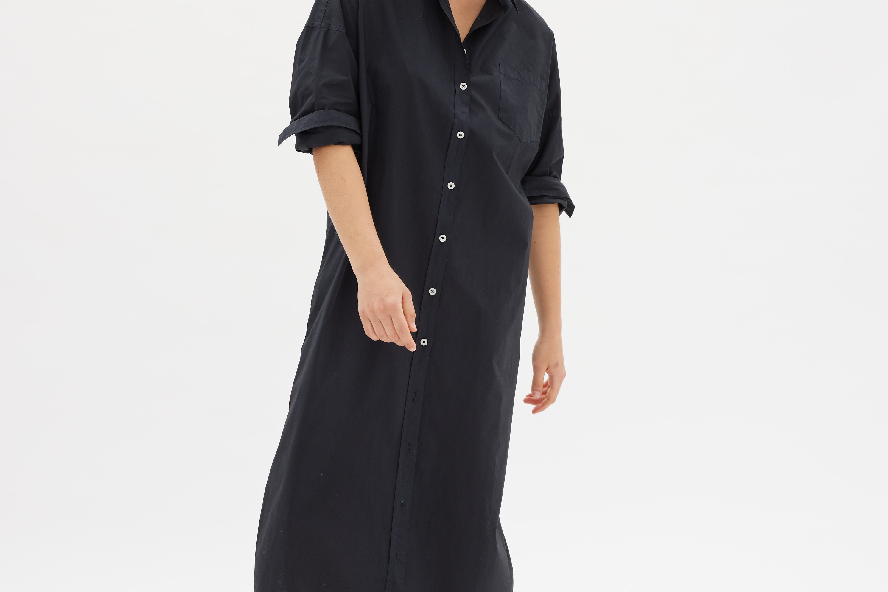 Chiara Shirt Dress Maxi - Black - Apparel