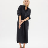Chiara Shirt Dress Maxi - Black - Apparel