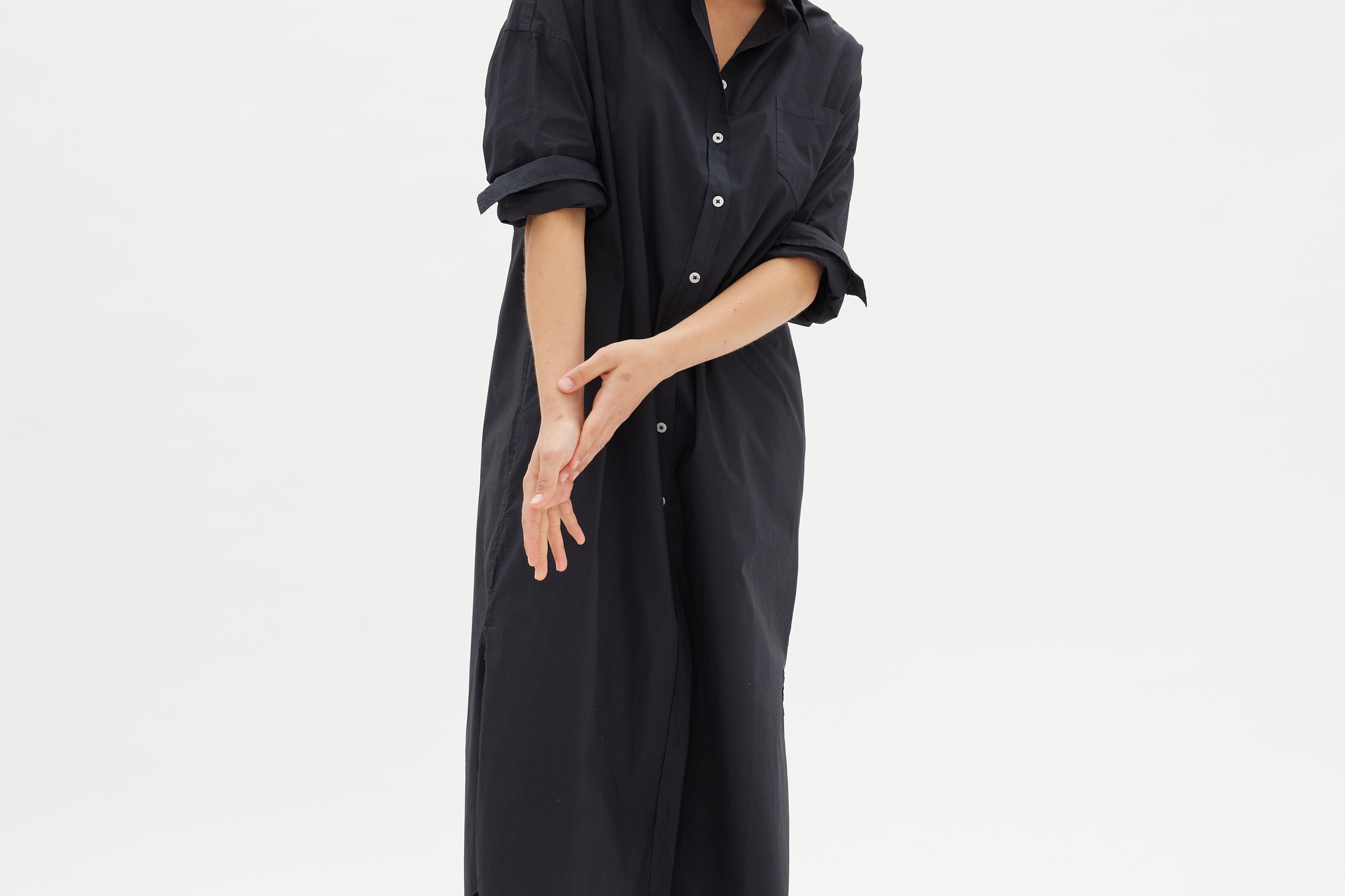 Chiara Shirt Dress Maxi - Black - Apparel