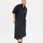 Chiara Shirt Dress Maxi - Black - Apparel