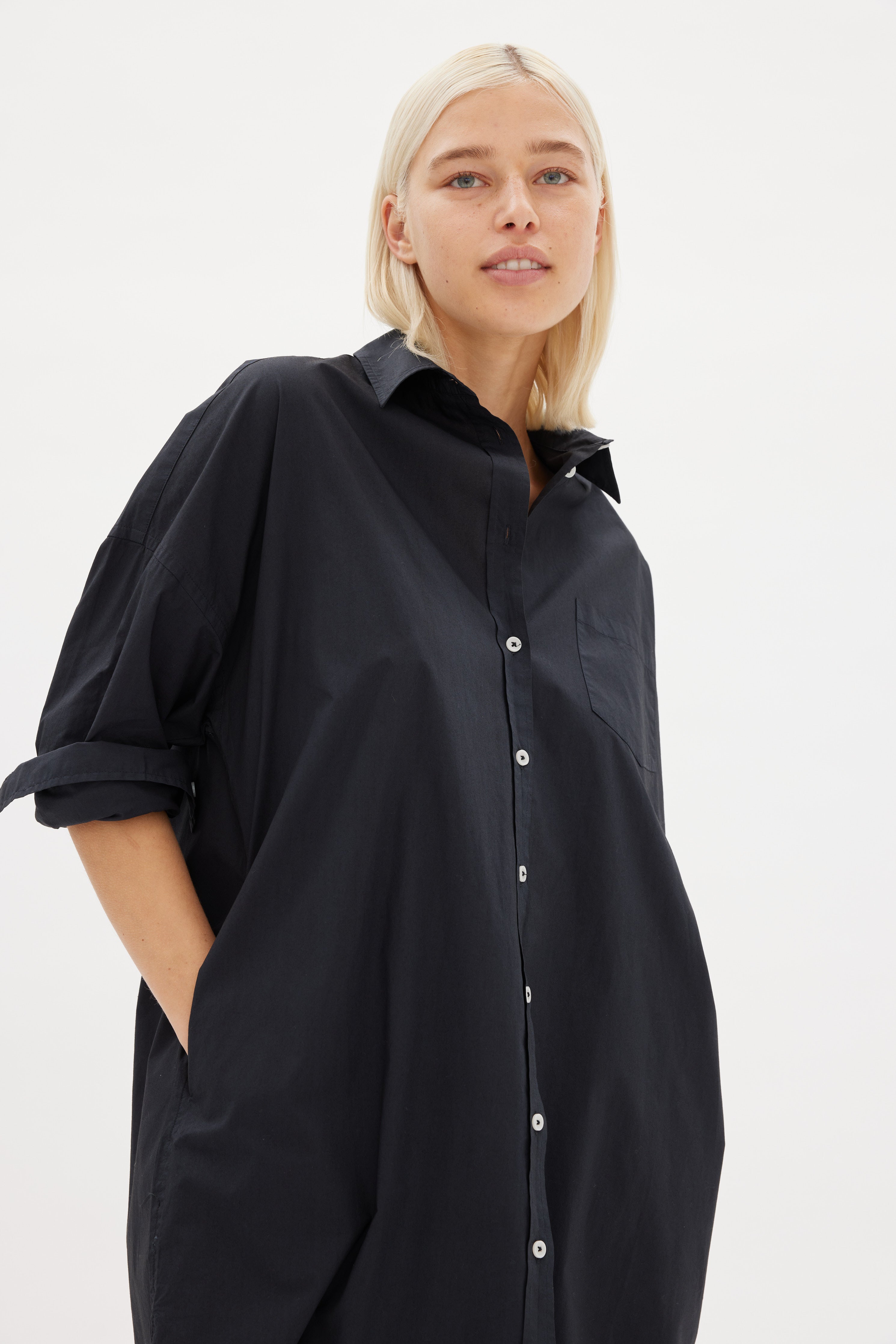 Chiara Shirt Dress Maxi - Black – LMND