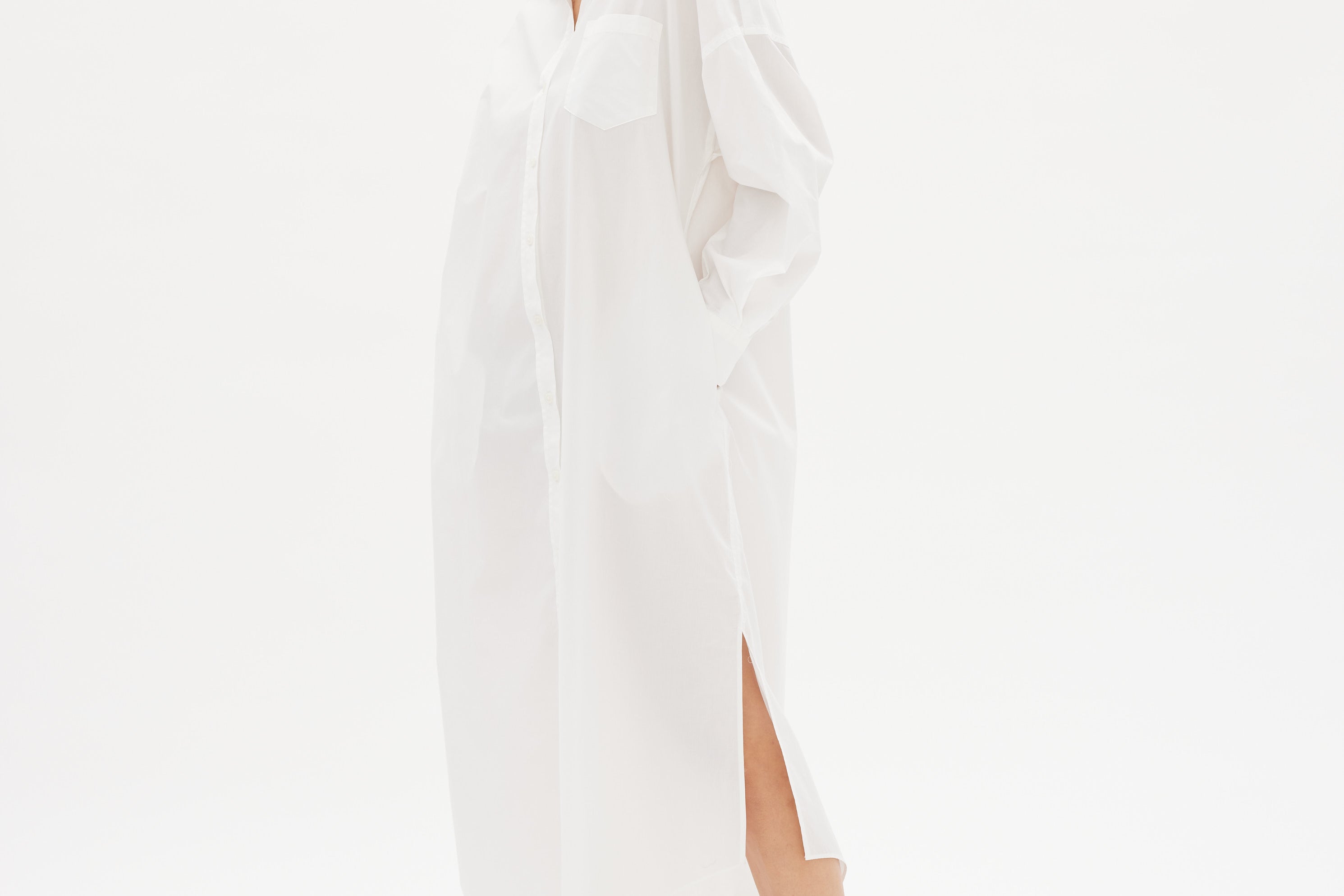 Chiara Shirt Dress Maxi - White - Apparel