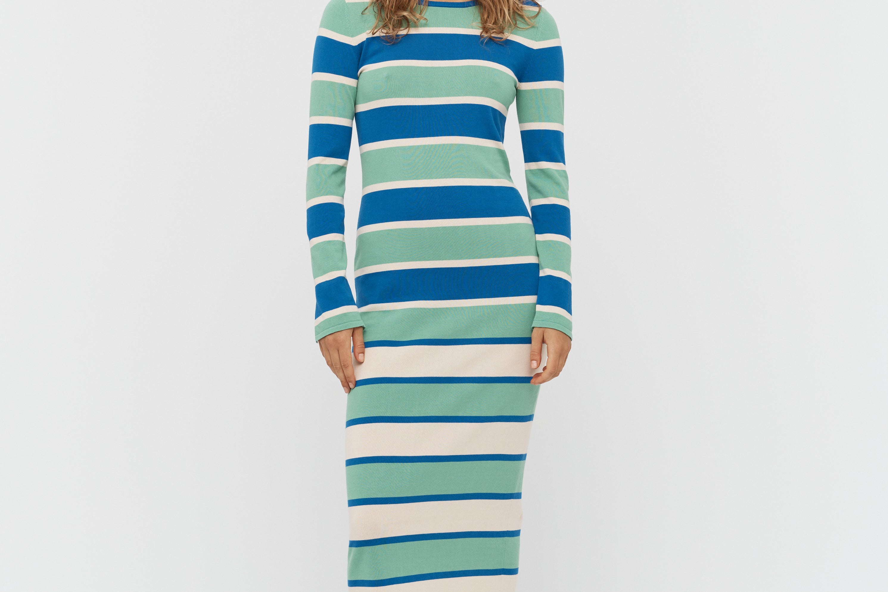 Amelia Ribbed Tube Dress - Electric Indigo/Mystic Green