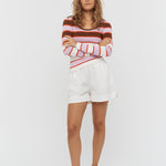 Amelia Striped Long Sleeve Top - Sepia/Violet - Knitwear