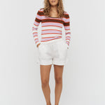 Amelia Striped Long Sleeve Top - Sepia/Violet - Knitwear