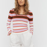 Amelia Striped Long Sleeve Top - Sepia/Violet - Knitwear
