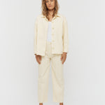 Amaya Denim Shacket - Soft Yellow/White - Apparel