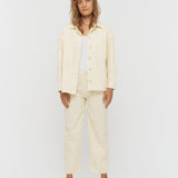 Amaya Denim Shacket - Soft Yellow/White - Apparel