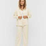 Amaya Denim Shacket - Soft Yellow/White - Apparel