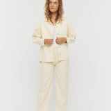 Amaya Denim Shacket - Soft Yellow/White - Apparel
