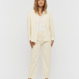 Amaya Denim Shacket - Soft Yellow/White - Apparel