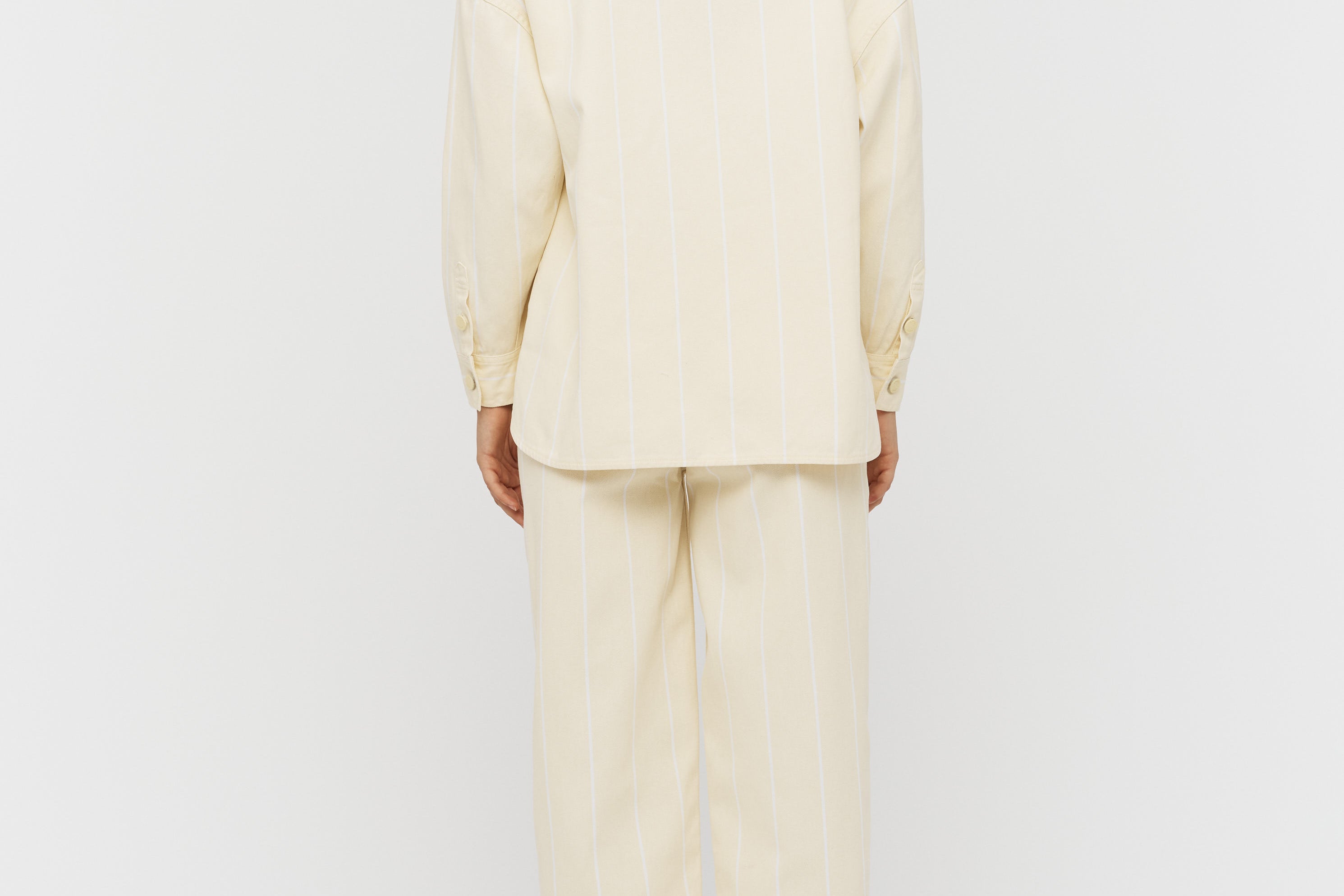 Amaya Denim Shacket - Soft Yellow/White - Apparel