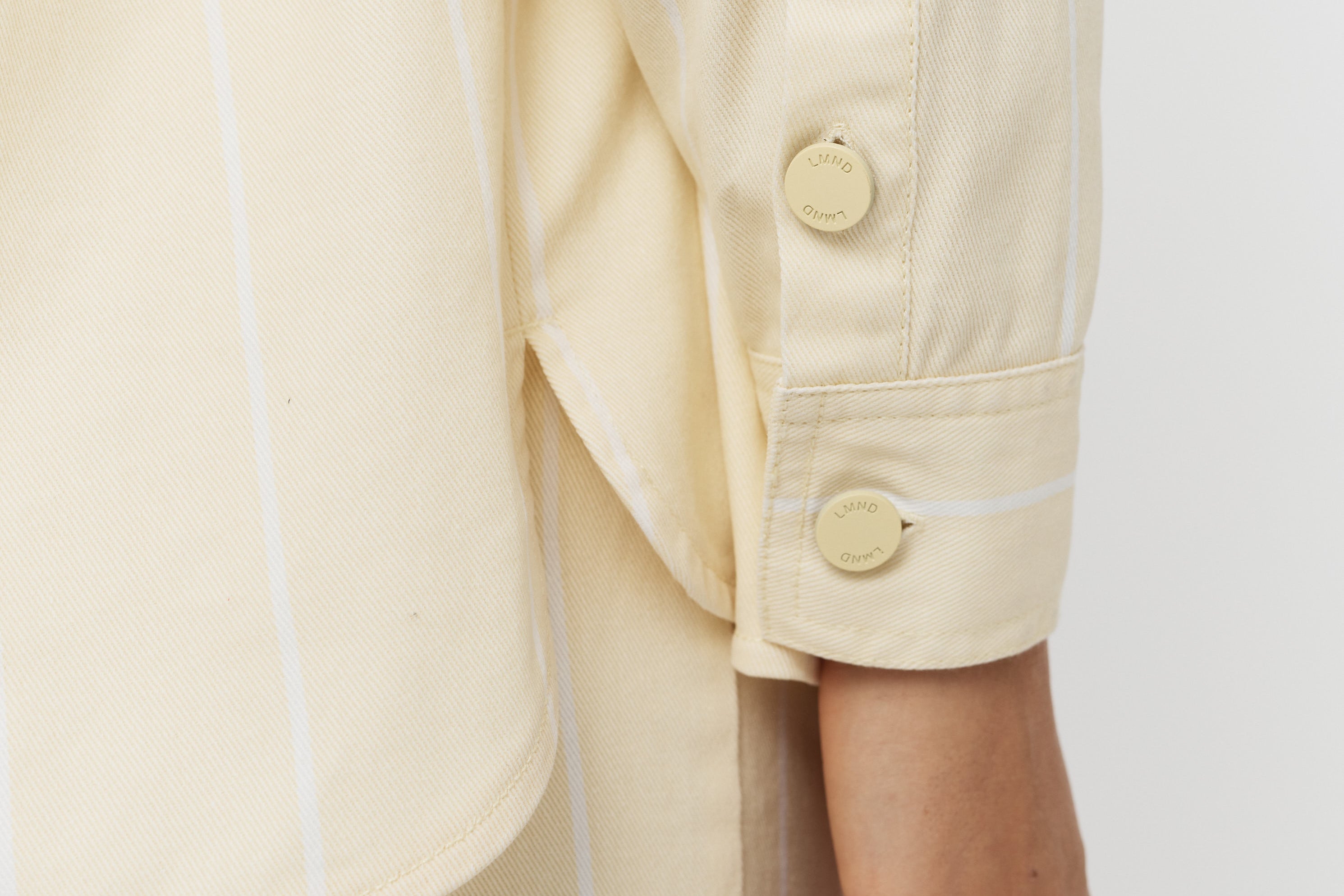 Amaya Denim Shacket - Soft Yellow/White - Apparel