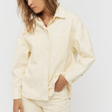 Amaya Denim Shacket - Soft Yellow/White - Apparel