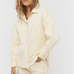 Amaya Denim Shacket - Soft Yellow/White - Apparel