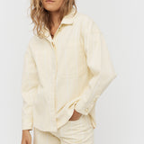 Amaya Denim Shacket - Soft Yellow/White - Apparel