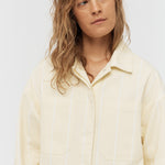 Amaya Denim Shacket - Soft Yellow/White - Apparel