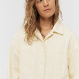 Amaya Denim Shacket - Soft Yellow/White - Apparel