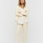 Amaya Denim Shacket - Soft Yellow/White - Apparel