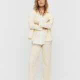 Amaya Denim Shacket - Soft Yellow/White - Apparel