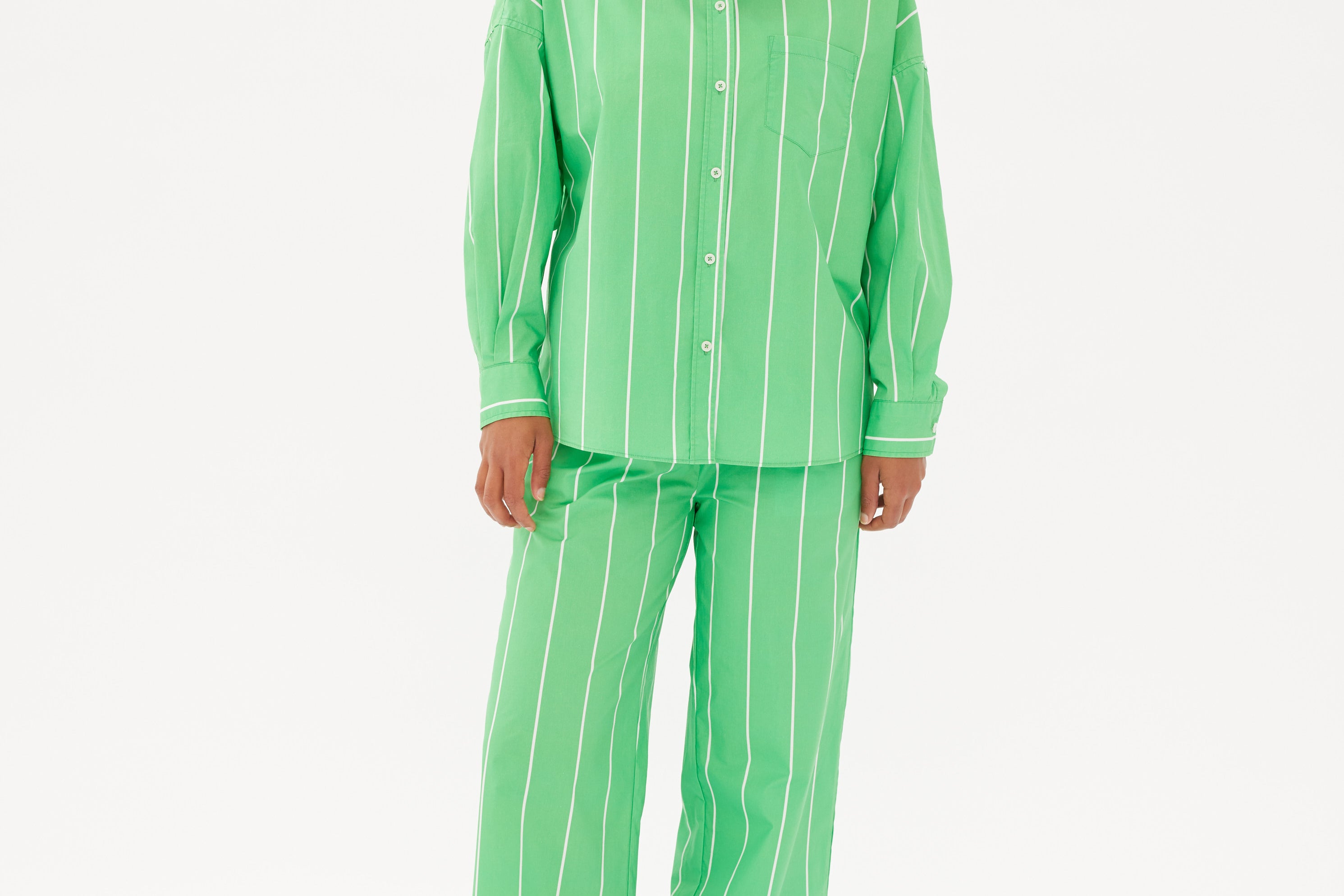 Chiara Shirt - Wide Stripe Verde/White
