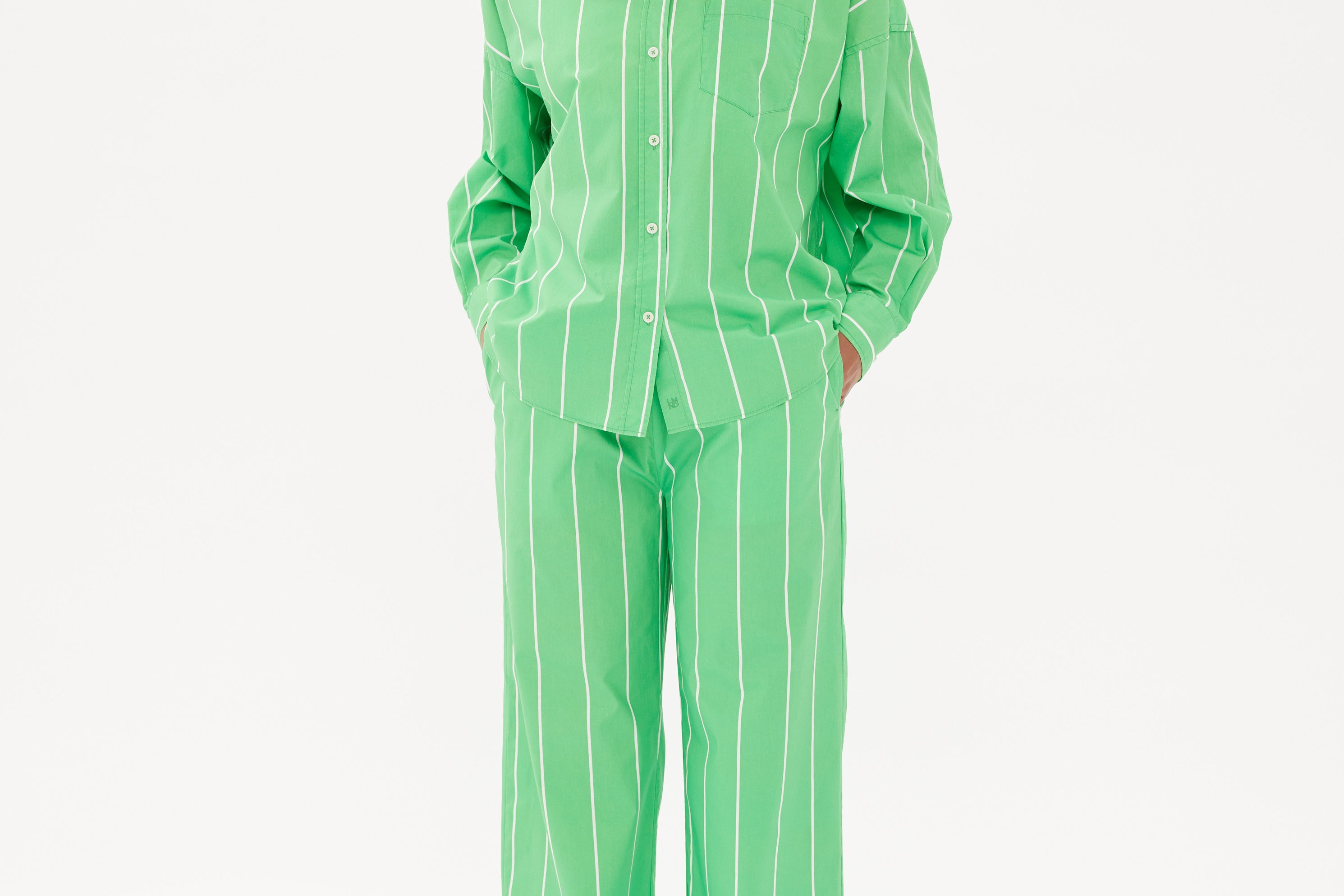Chiara Shirt - Wide Stripe Verde/White