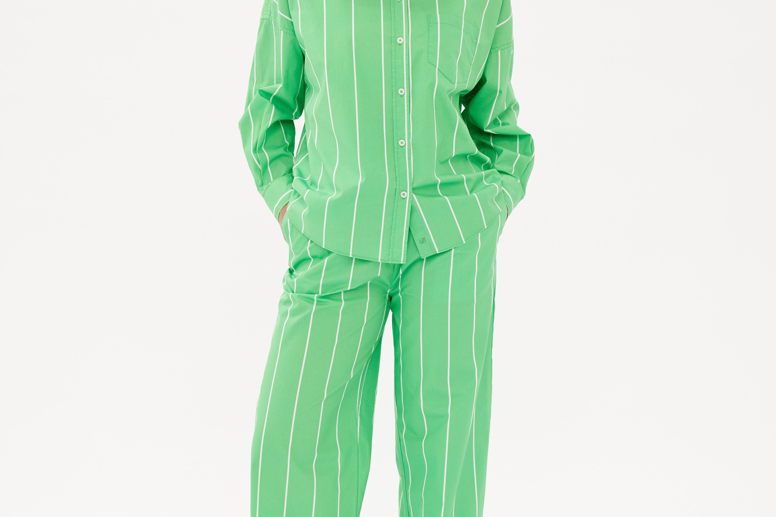 Chiara Shirt - Wide Stripe Verde/White