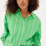 Chiara Shirt - Wide Stripe Verde/White