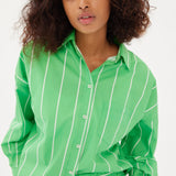Chiara Shirt - Wide Stripe Verde/White
