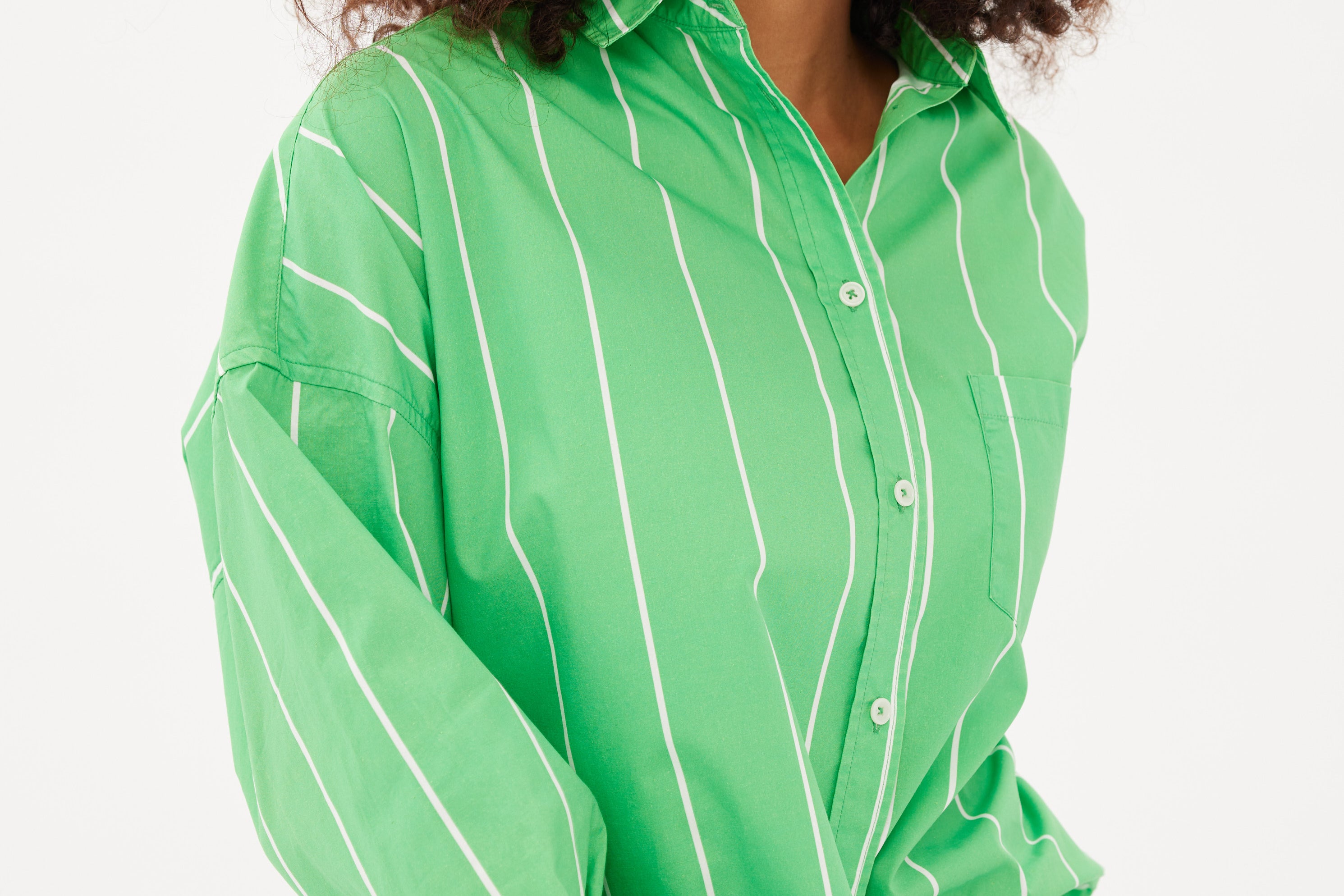 Chiara Shirt - Wide Stripe Verde/White