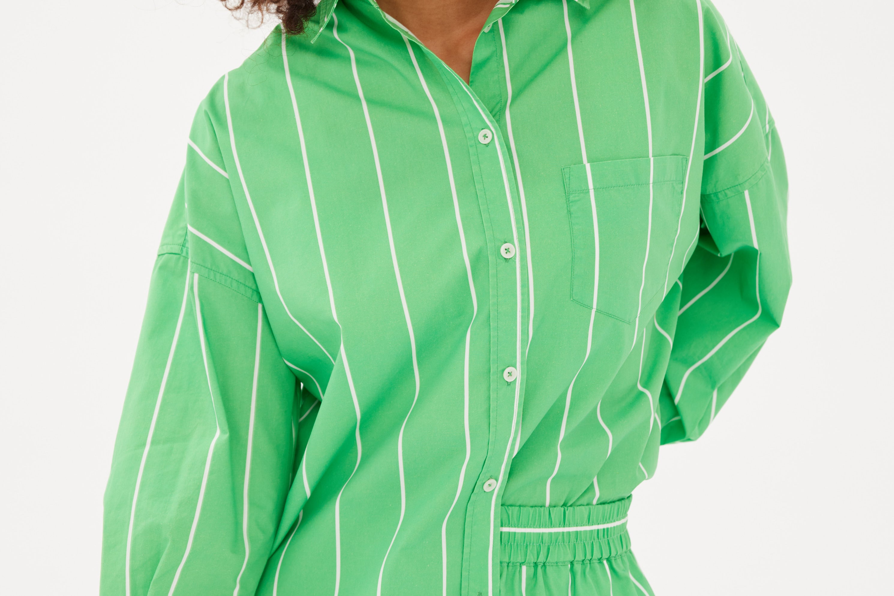 Chiara Shirt - Wide Stripe Verde/White