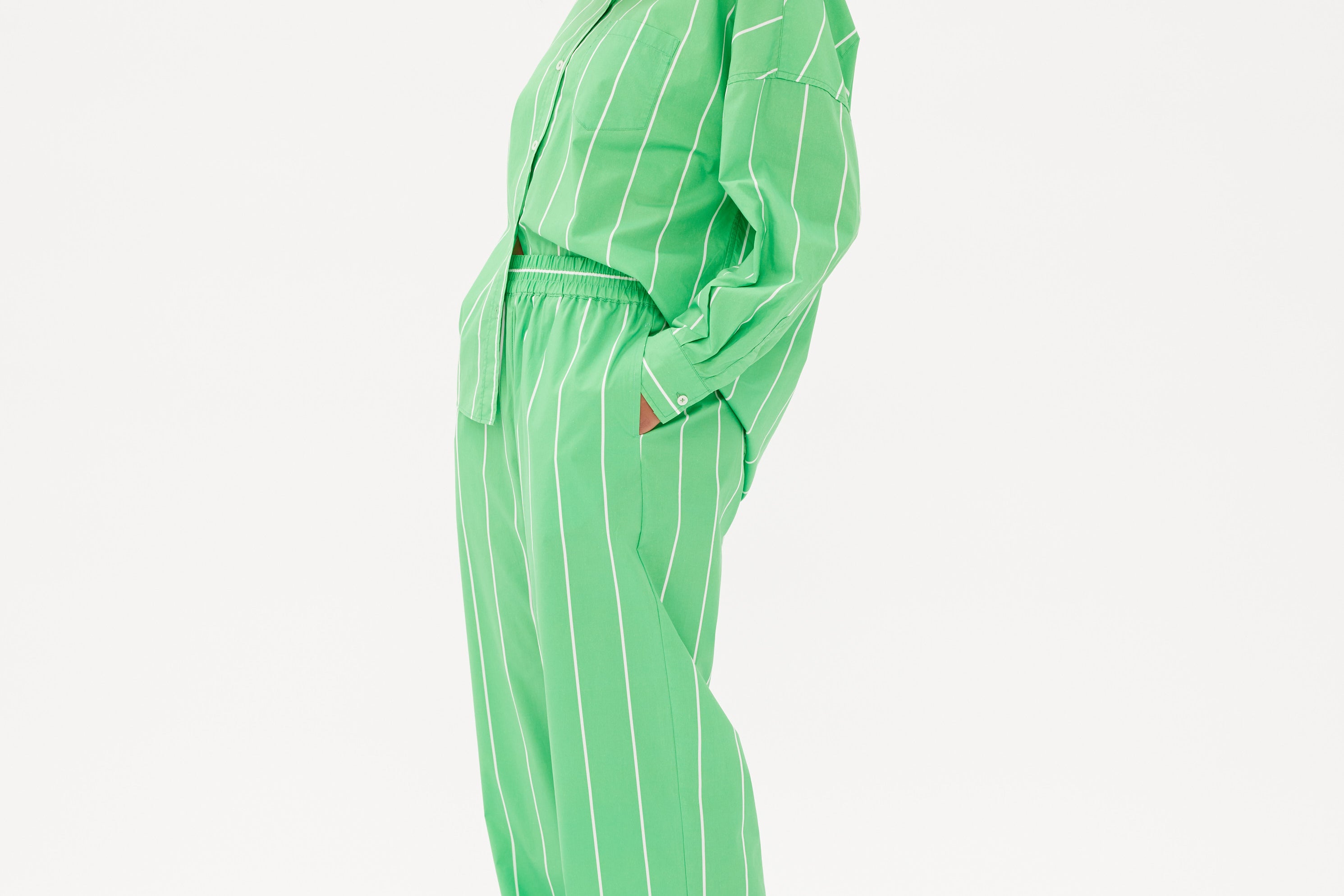 Chiara Shirt - Wide Stripe Verde/White